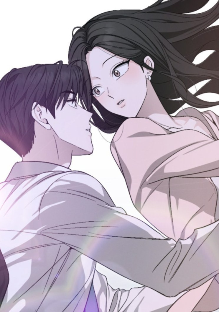 Versão em webtoon de Assustadoramente Apaixonados, com o casal se abraçando