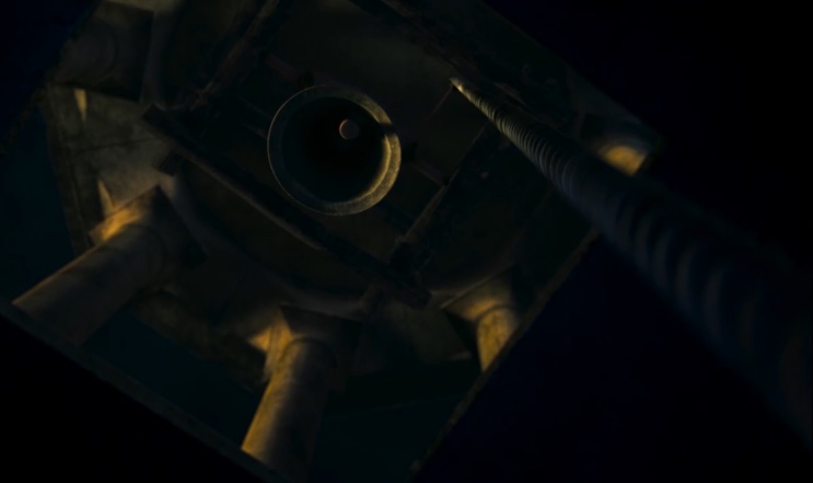 Os sinos vistos de dentro da torre, no escuro, em Dark Nuns